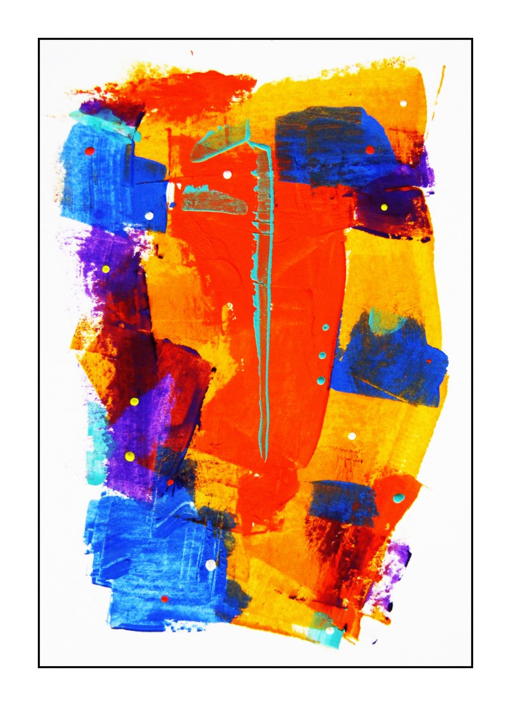 Valuable, abstract multi-colored oil painting by Michael Moreth